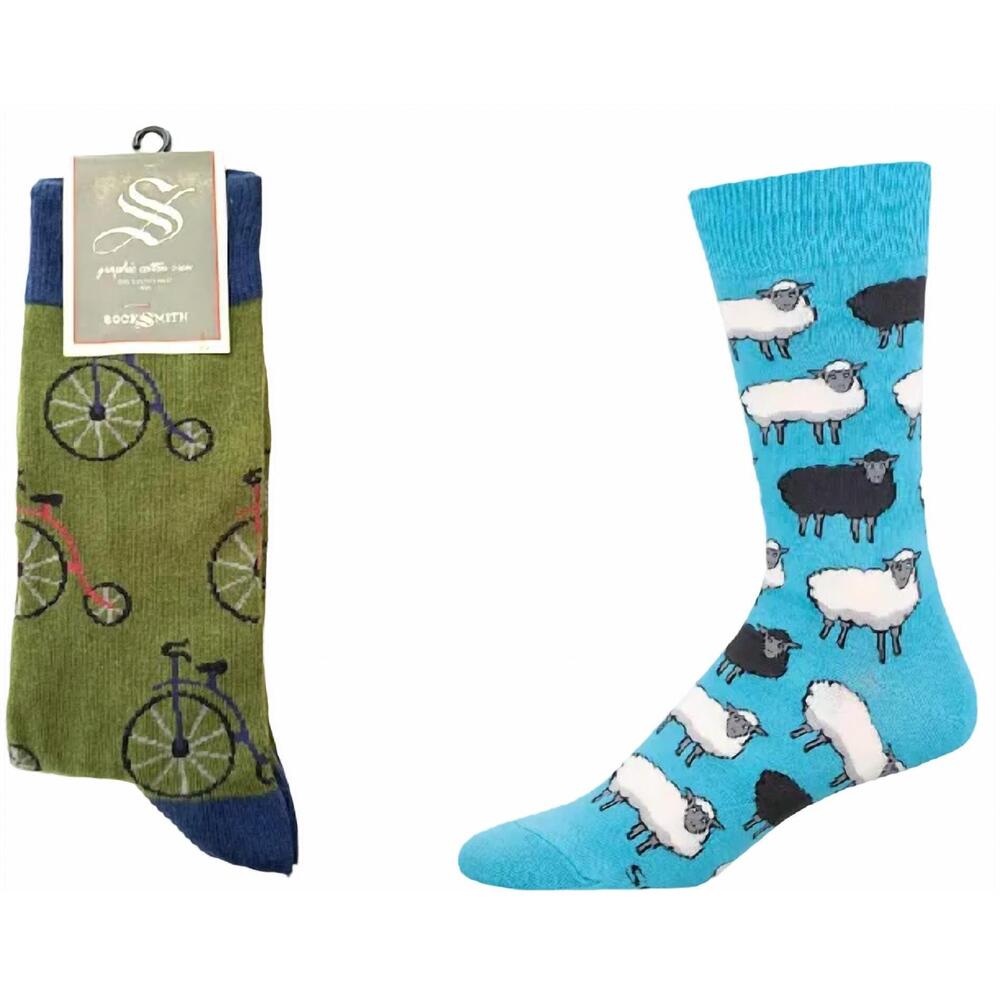 NEW SOCKSMITH men's penny farthing & black sheep socks - set of 2 pair in multi
